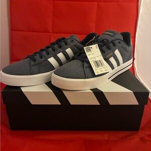 Adidas Dark Grey Denim Daily 3.0 Low-Top Sneakers